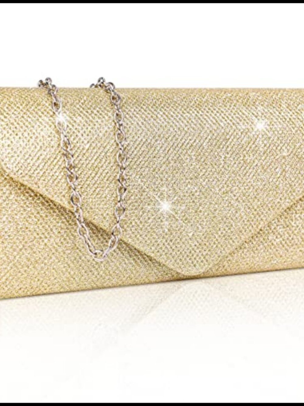 Sparkly Sequin Envelope Clutch Evening Bag with Chain for Party Prom